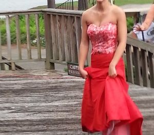 Red prom dress by Tiffany.